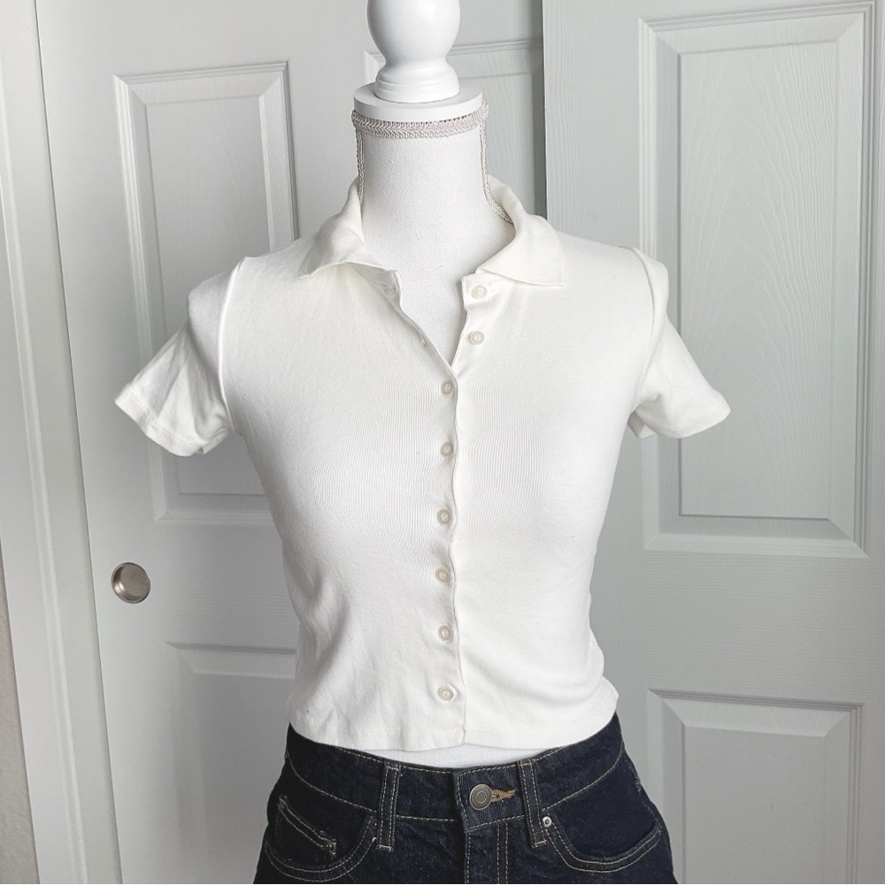 Brandy Melville white polo top